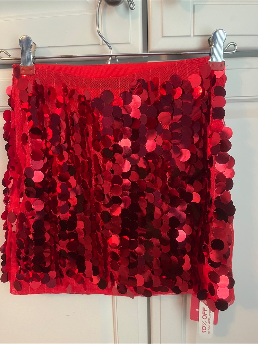 ROMWE Red Sequin Mini Skirt